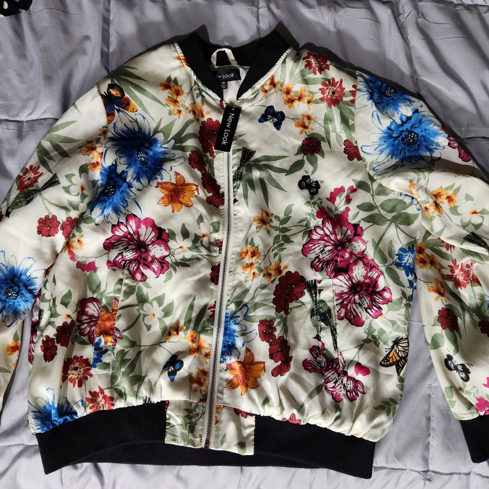 SILK FLORAL BOMBER